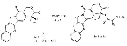 Synthesis of t-Boc-Met-CPT(1a) and the intermediate t-Bot-Gly-CPT(int 1)